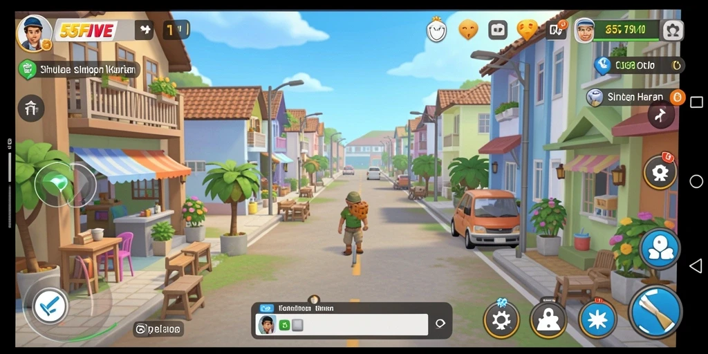 Screenshot gameplay 55FIVE yang menunjukkan interaksi karakter.