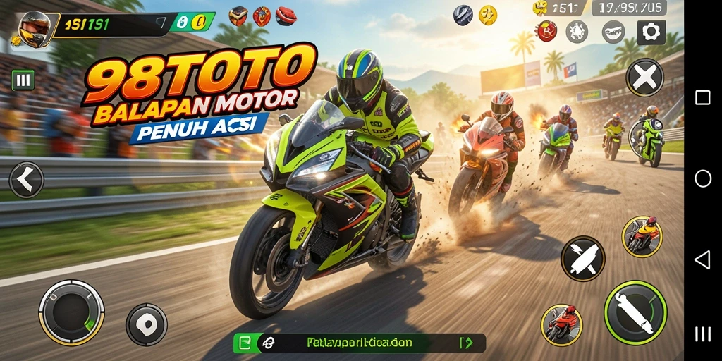 Tampilan gameplay mendebarkan dalam balapan motor 98TOTO.