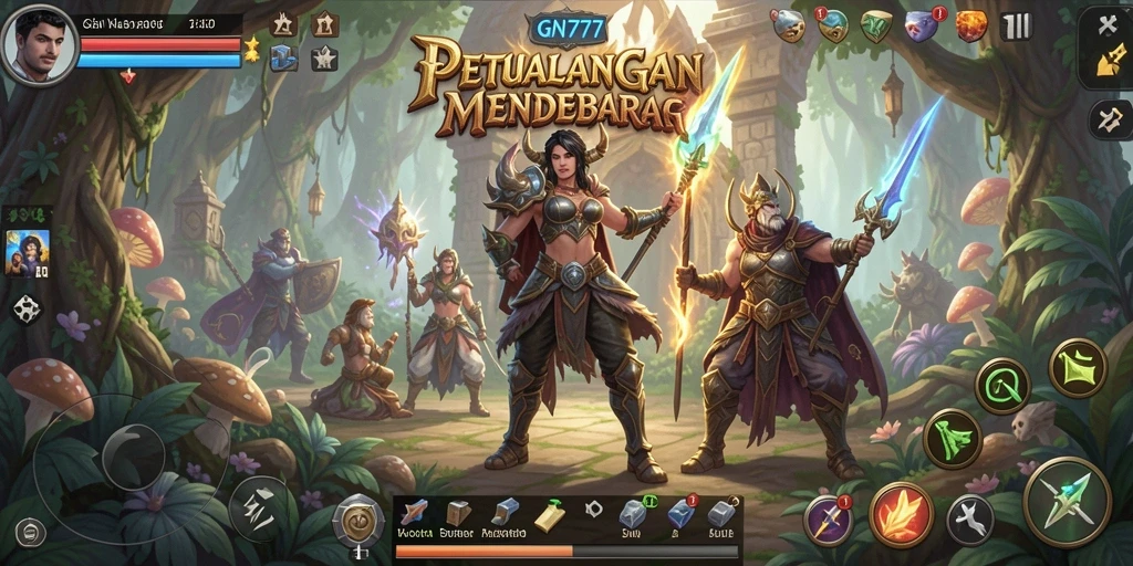Screenshot gameplay ARPG GN777 yang menampilkan pertempuran seru.