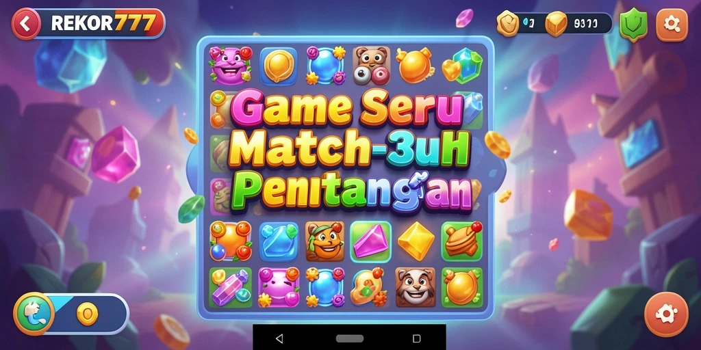 Tampilan screenshot REKOR777 menunjukkan gameplay seru Match-3.