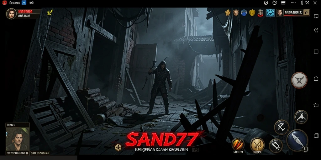 Screenshot utama SAND77 menampilkan suasana mencekam dari gameplay.
